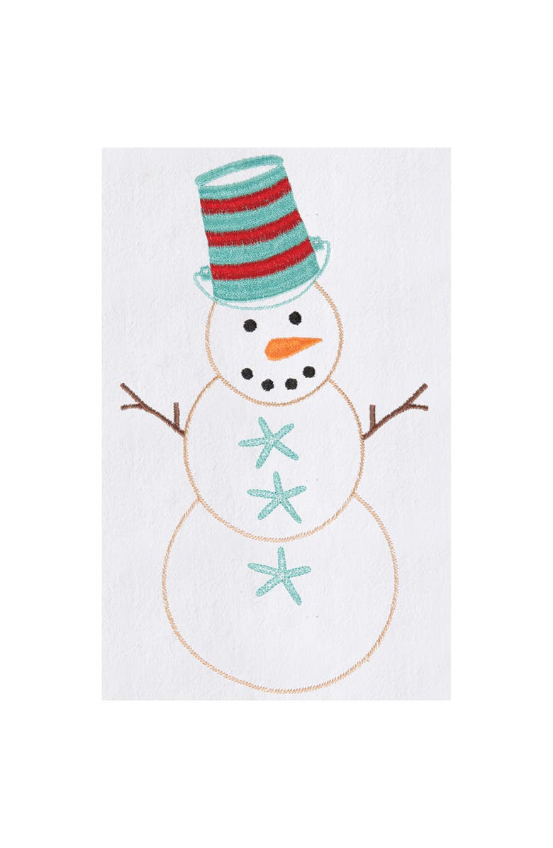 C&F Home Coastal Snowman with Blue Starfish Buttons Cotton Flour Sack Kitchen Dish Towel  27L x 18W in., Alternate, color, 