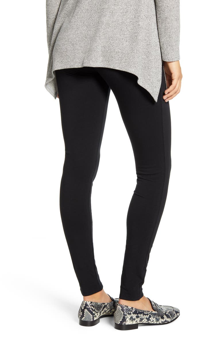 Maternal America Belly Support Maternity Leggings, Alternate, color, Black