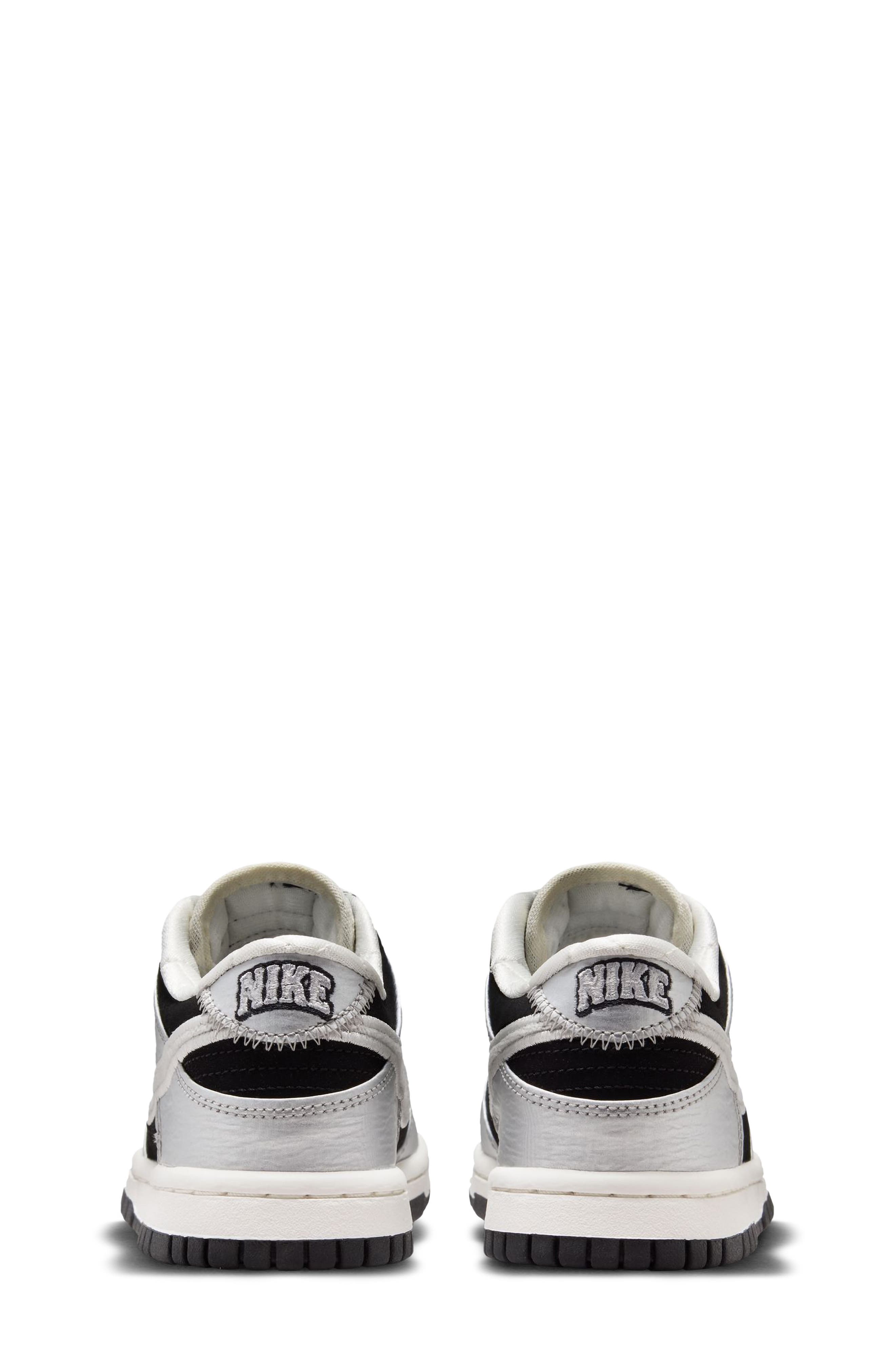 Kids' Dunk Low LV8 Sneaker, Alternate, color, METALLIC SILVER/ BLACK