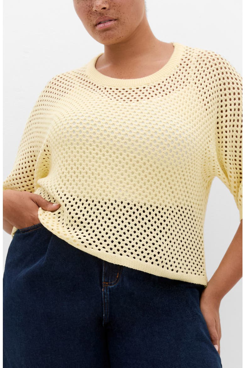 Open Stitch Sweater, Main, color, LEMON ZEST