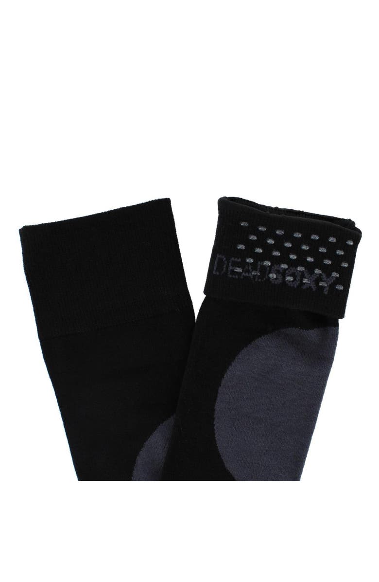 Dead Soxy Men's Circle Patch Mid-Calf Premium Novelty Dress Socks, Alternate, color, Black