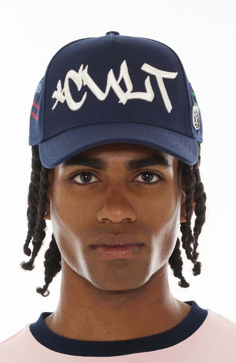 Cult of Individuality Graffiti Logo Trucker Hat, Alternate, color, Midnight Blue