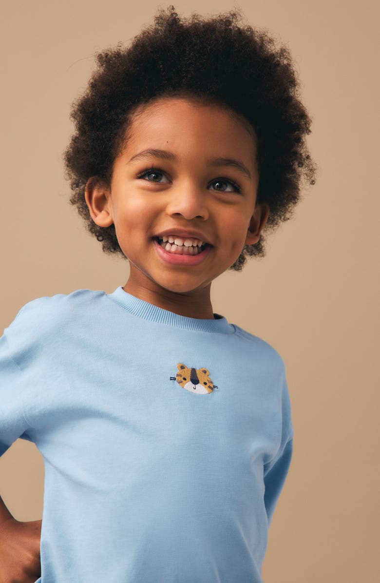 NEXT Kids' Lion Emblem Embroidered Cotton T-Shirt, Alternate, color, Blue