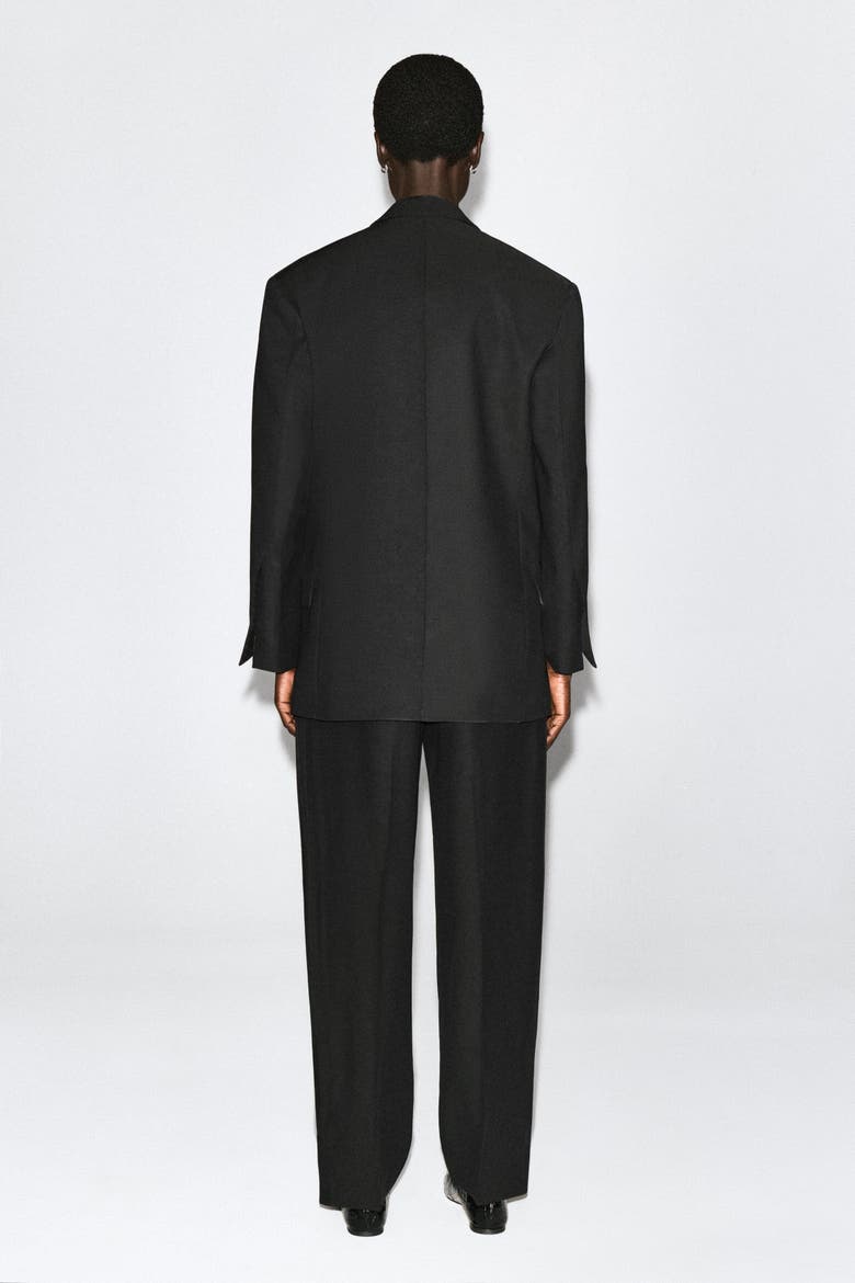 Contrast-Lined Double-Breasted Blazer, Alternate, color, BLACK