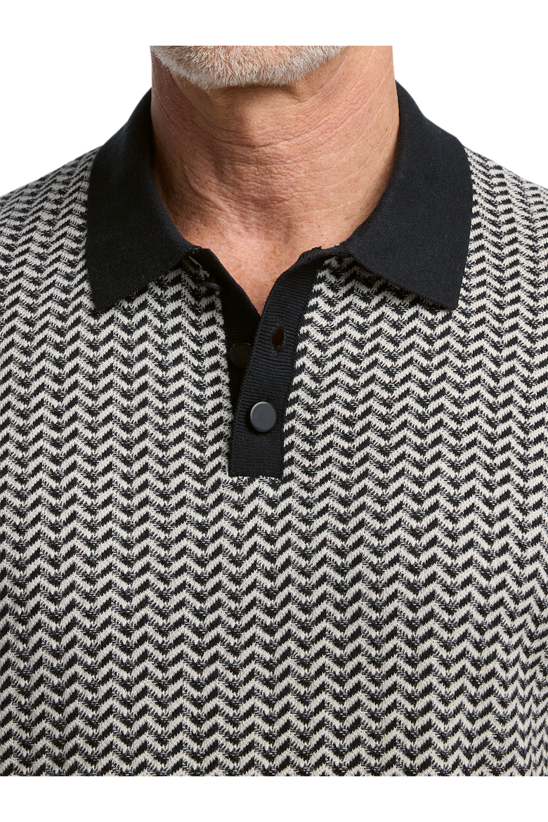 Cotton Three-button Polo, Alternate, color, Black/Ivory