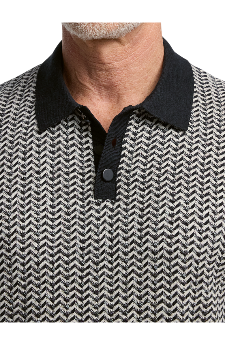 Paul Fredrick Cotton Three-button Polo, Alternate, color, Black/Ivory