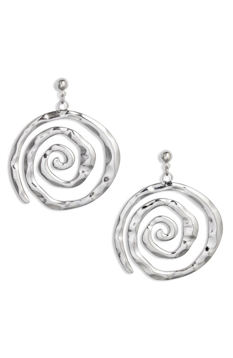 VIDAKUSH Swirl Drop Earrings, Main, color, Silver