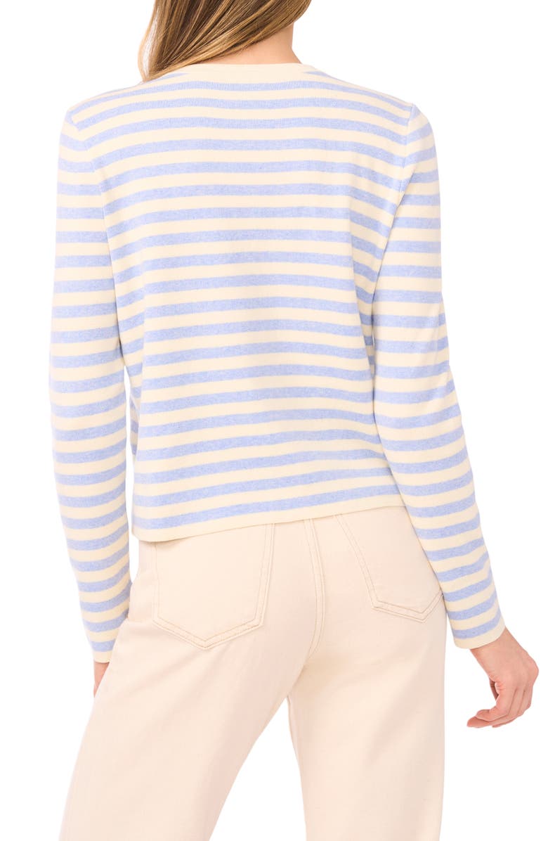 Halogen<sup>®</sup> Stripe Crewneck Cardigan, Alternate, color, Berry Blue Heather