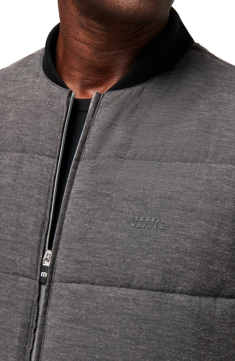 TravisMathew Climate Drop Quilted Vest, Alternate, color, Heather Black