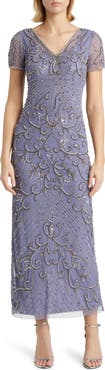 Pisarro Nights Beaded Mesh Column Gown