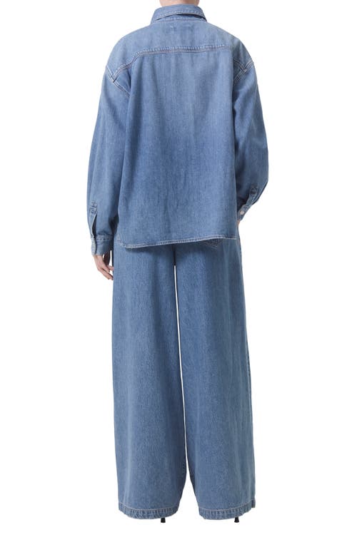 Agolde Aiden High-low Denim Shirt In Shout