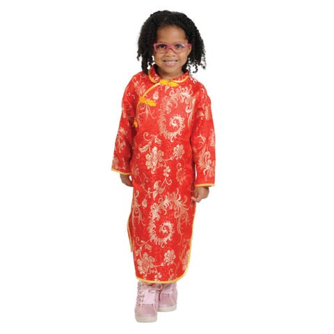 Festive Multiethnic Chinese Cheongsam Girl Garment