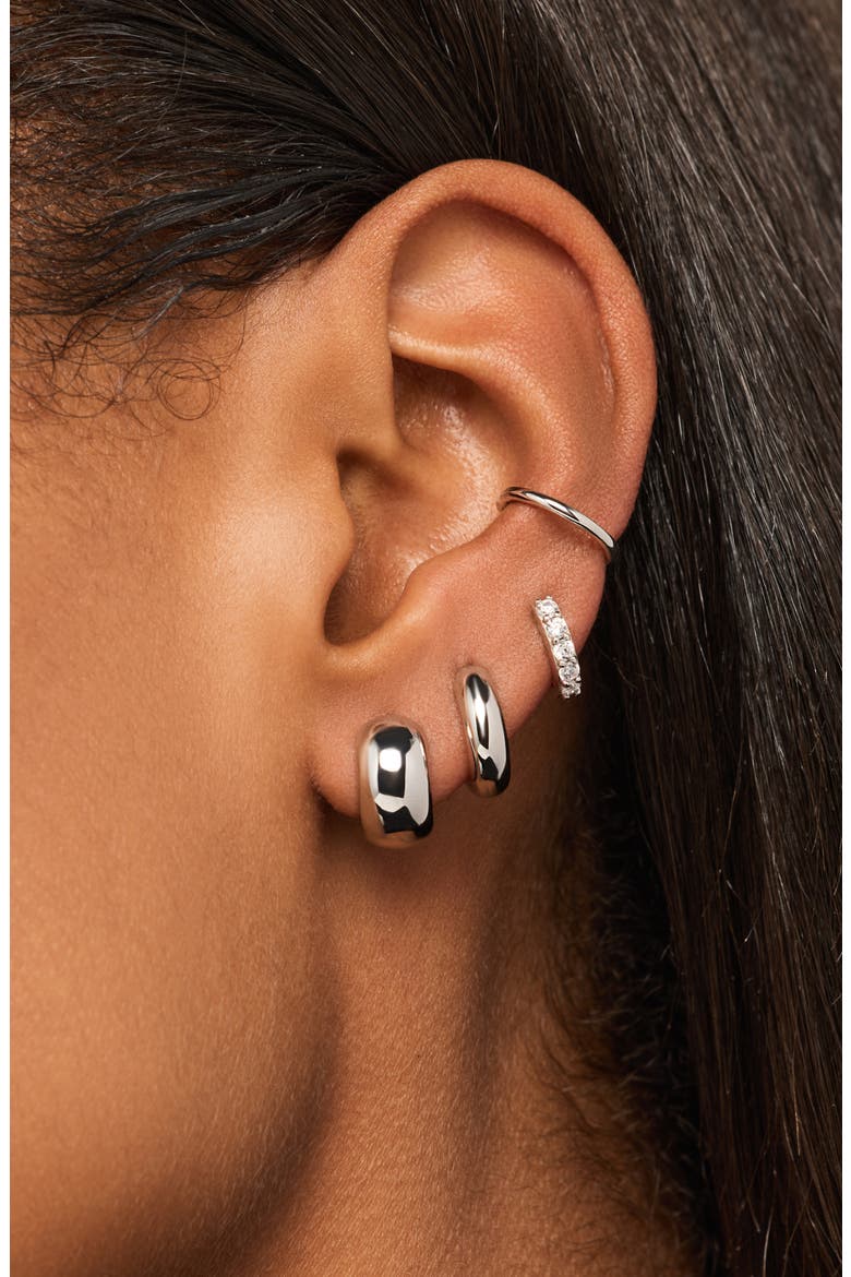Giulia Hoop Earrings, Alternate, color, SILVER