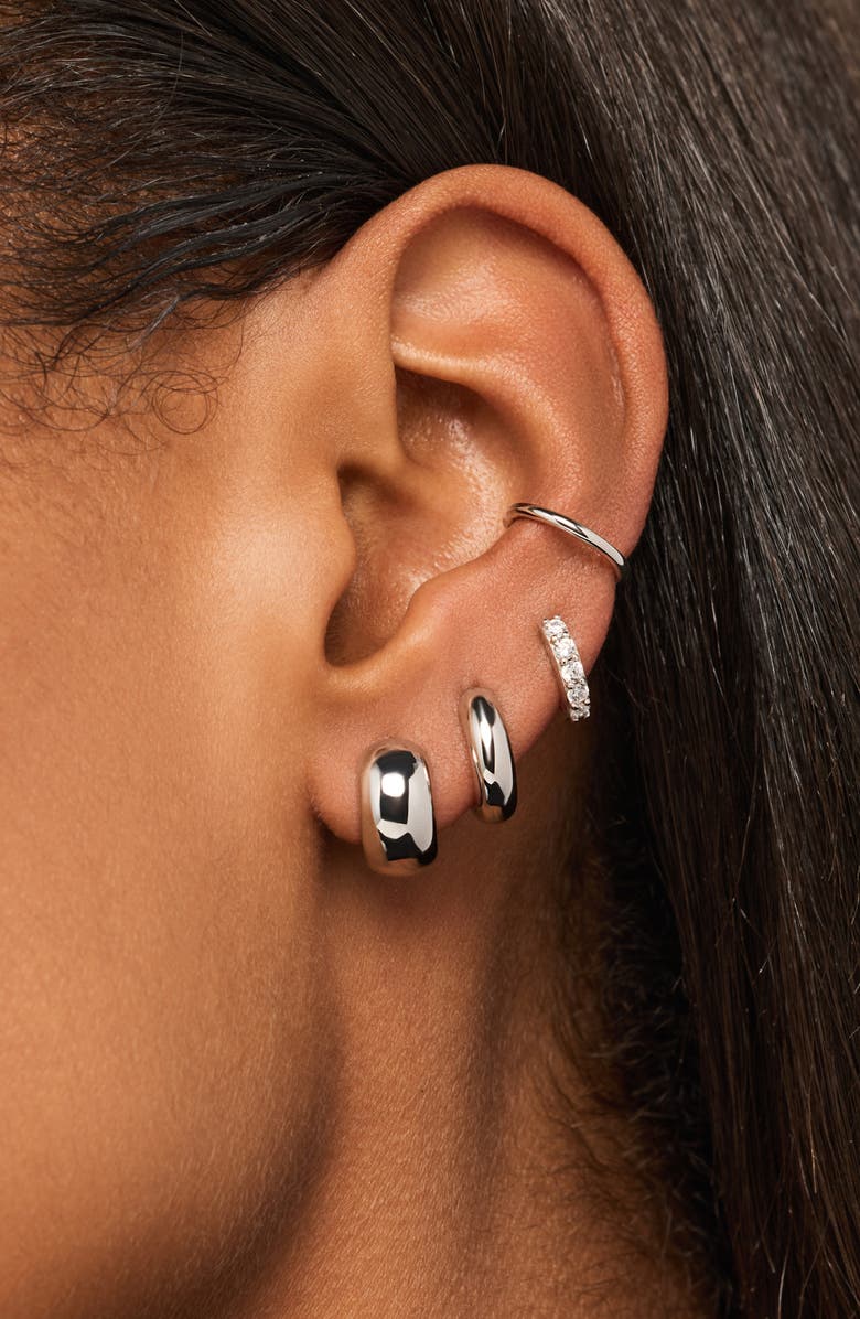 Ana Luisa Giulia Hoop Earrings, Alternate, color, Silver