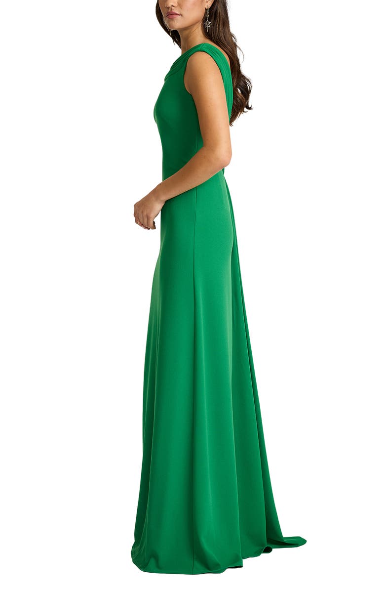Tadashi Shoji V-Back Crepe Gown, Alternate, color, Bamboo