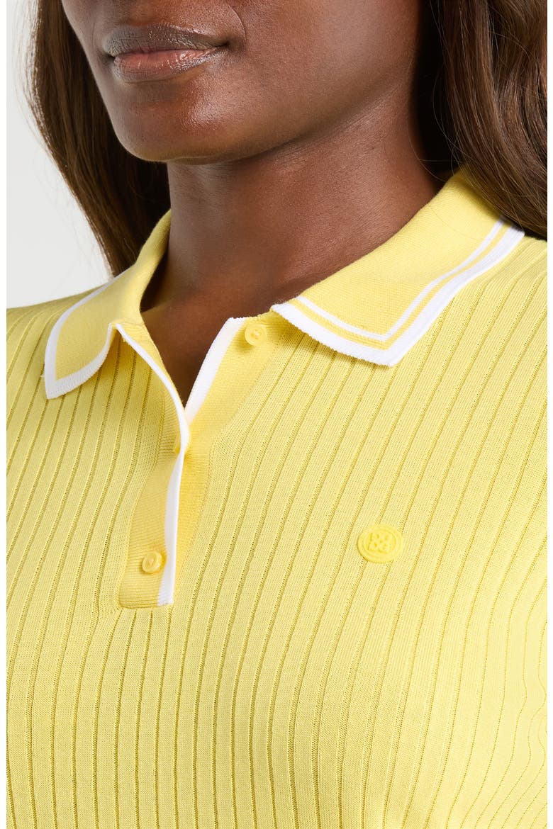Cotton Blend Rib Knit Polo, Alternate, color, CANARY