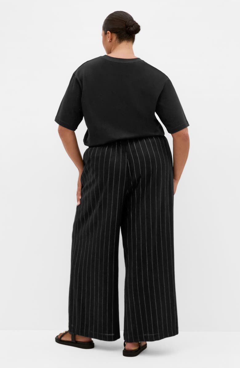 City Chic Kelly Pinstripe Pull-On Wide Leg Pants, Alternate, color, Black Pinstripe