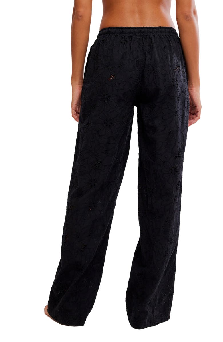 Free People Day Drift Eyelet Pajama Pants, Alternate, color, Black