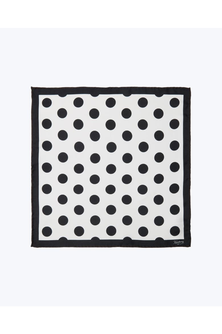 Dandy Dots Silk Pocket Square, Main, color, Black & White