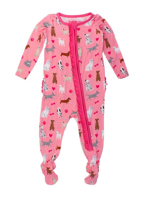 Softsnooze Baby Girls Ruffle One Piece Footie Pajamas