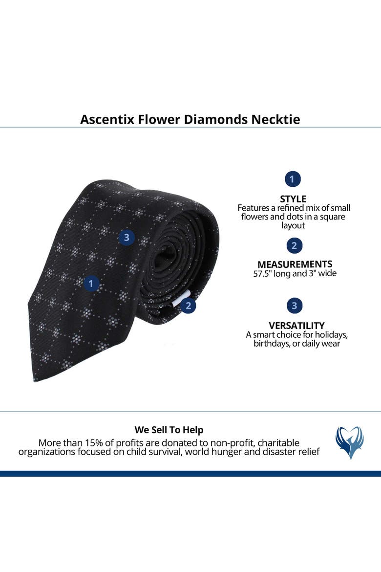 Flower Diamonds Necktie, Alternate, color, Black
