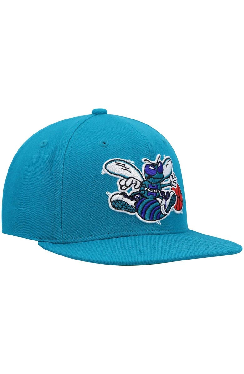 Mitchell & Ness Men's Mitchell & Ness Teal Charlotte Hornets Hardwood Classics Team Ground 2.0 Snapback Hat, Alternate, color, 