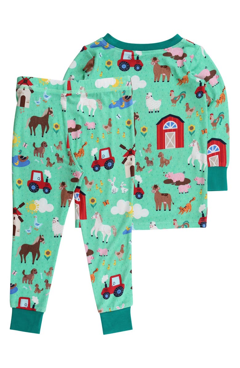 RuffleButts SoftSnooze Long Sleeve Pajama Set, Alternate, color, Farm Friends