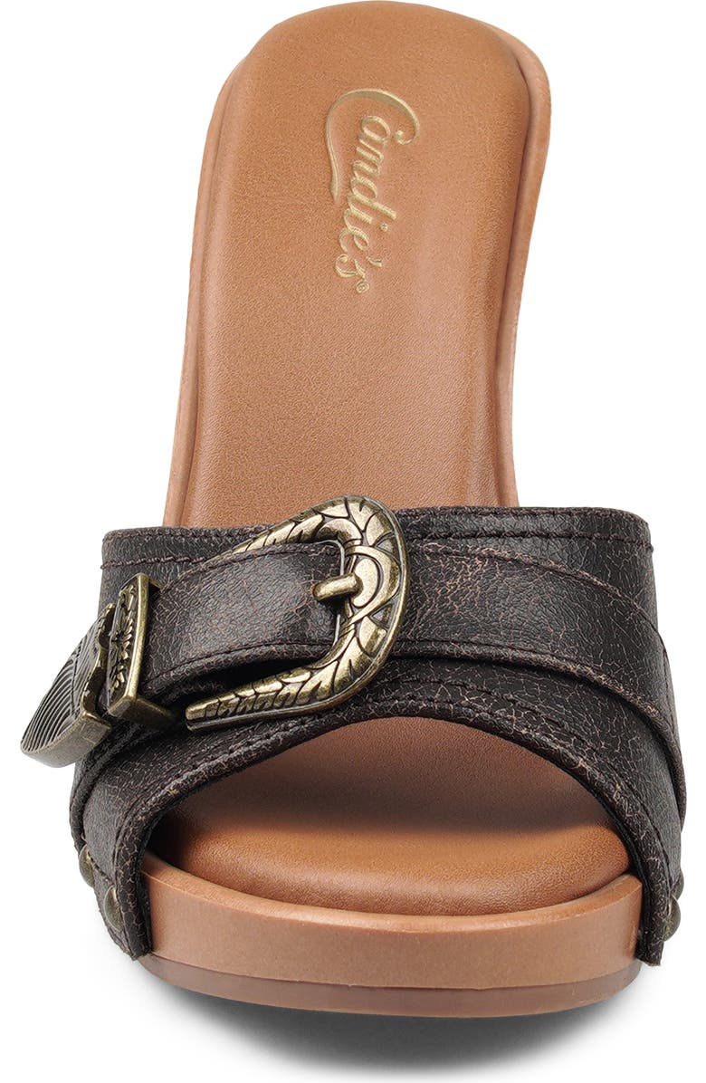Candie's Federica Platform Slide Sandal, Alternate, color, Brown Leather