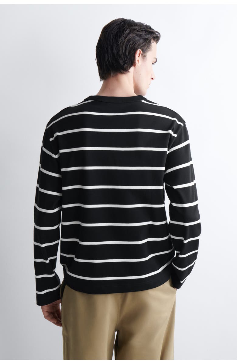 COS Relaxed Jersey Interlock Long-Sleeved T-Shirt, Alternate, color, Black / Striped