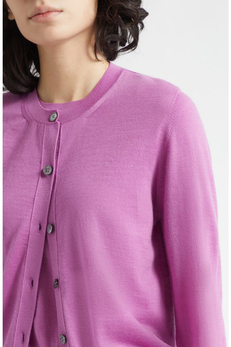 Honor Cashmere Crewneck Cardigan, Alternate, color, WILD ORCHID