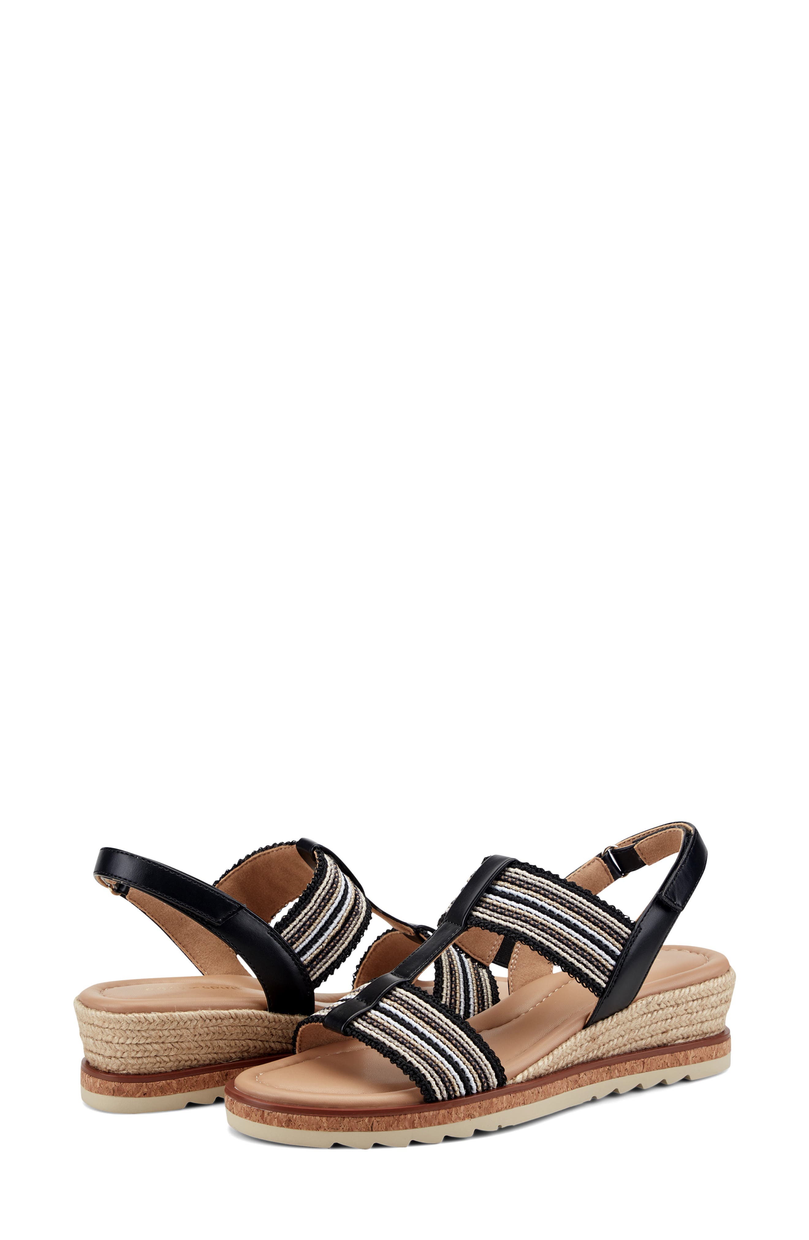 Easy Spirit Selene Wedge Sandal, Alternate, color, Black
