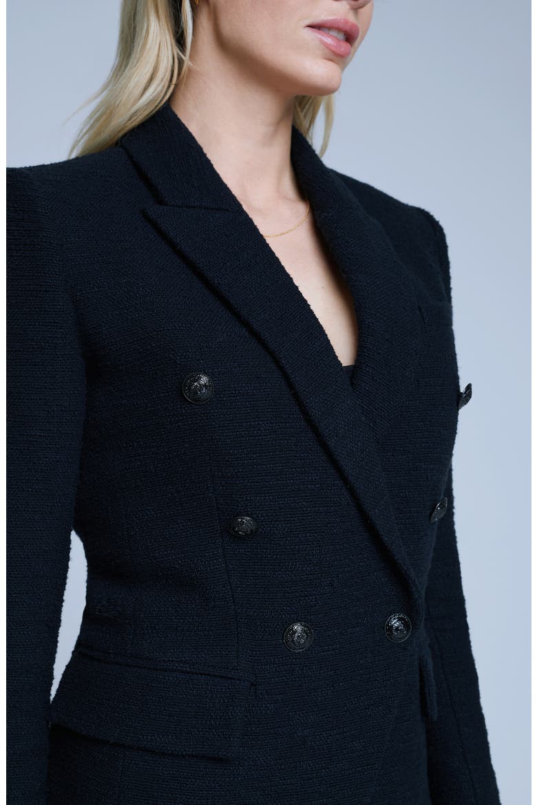 Kenzie Double Breasted Tweed Blazer, Alternate, color, BLACK BLACK