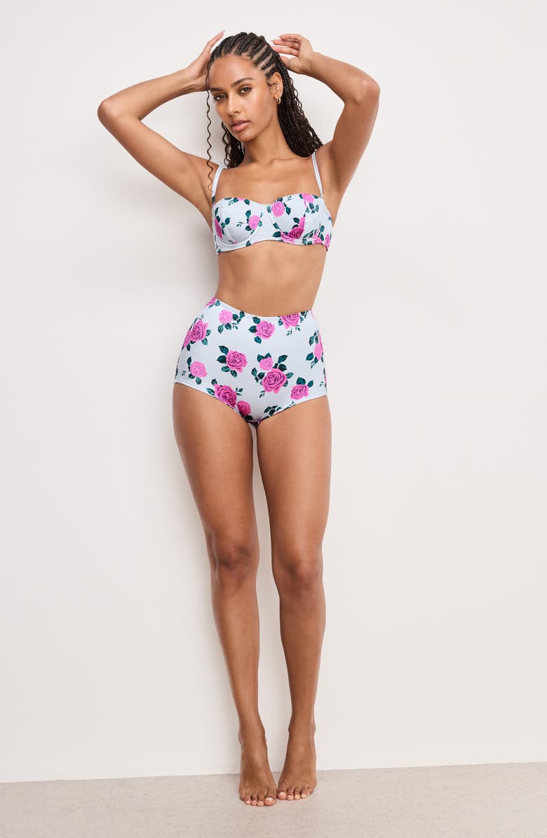 Good American Floral Satin Underwire Bikini Top, Alternate, color, Vintage Rose001