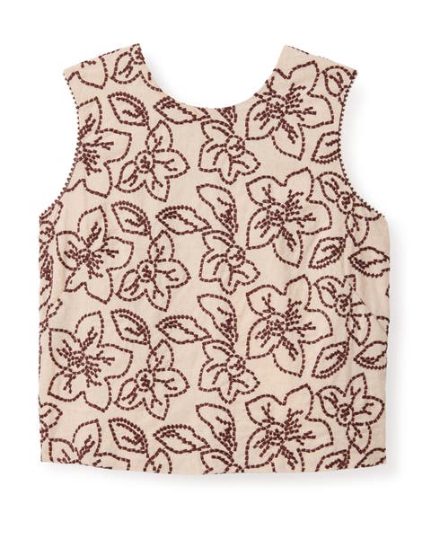 Linda Floral Embroidered Shell