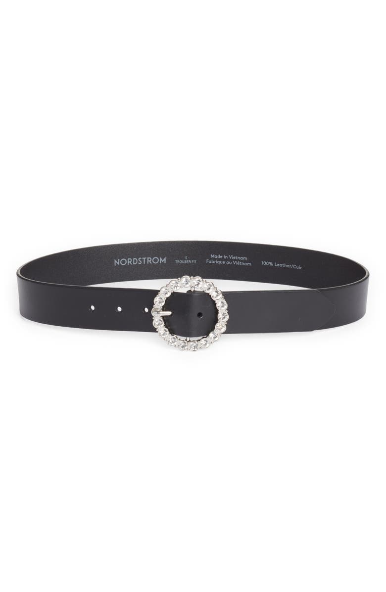 Nordstrom Lila Crystal Buckle Leather Belt, Main, color, 