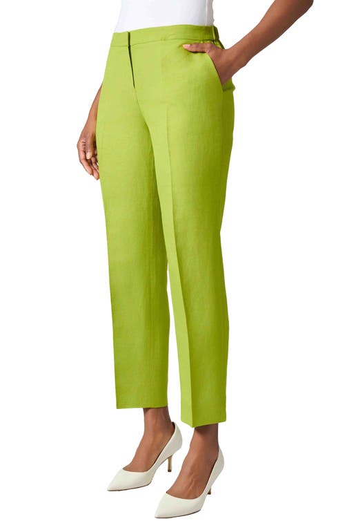 Kasper Linen Blend Ankle Pants In Kiwi