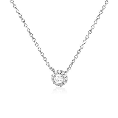 Untamed Petals Angel Crystal Pendant Necklace In Silver