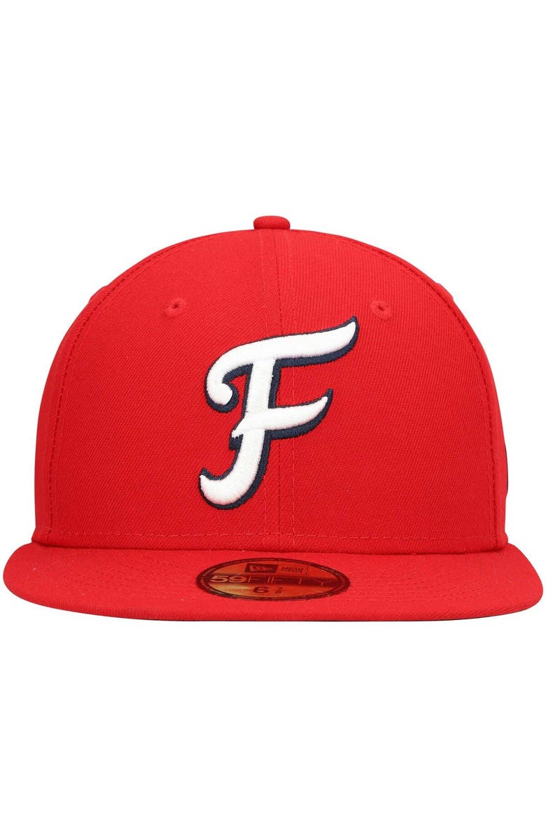 New Era Men's New Era Red Fredericksburg Nationals Home Authentic Collection 59FIFTY Fitted Hat, Alternate, color,