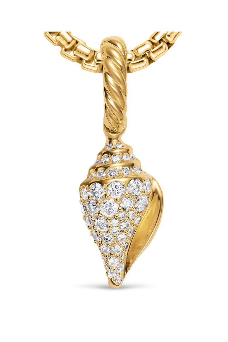 Pavé Diamond Shell Amulet in 18K Gold, Alternate, color, GOLD