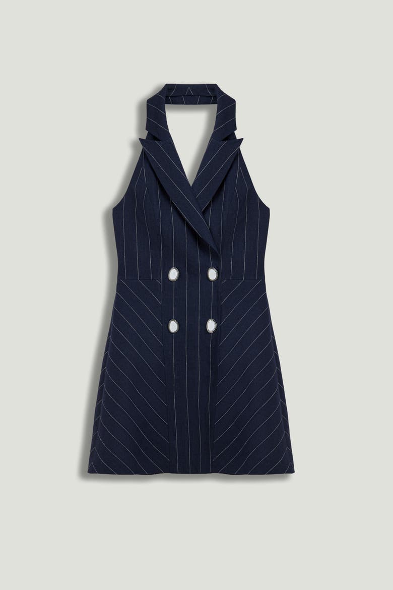 Double-Breasted Halter Neck Mini Dress, Alternate, color, Multi-Colored