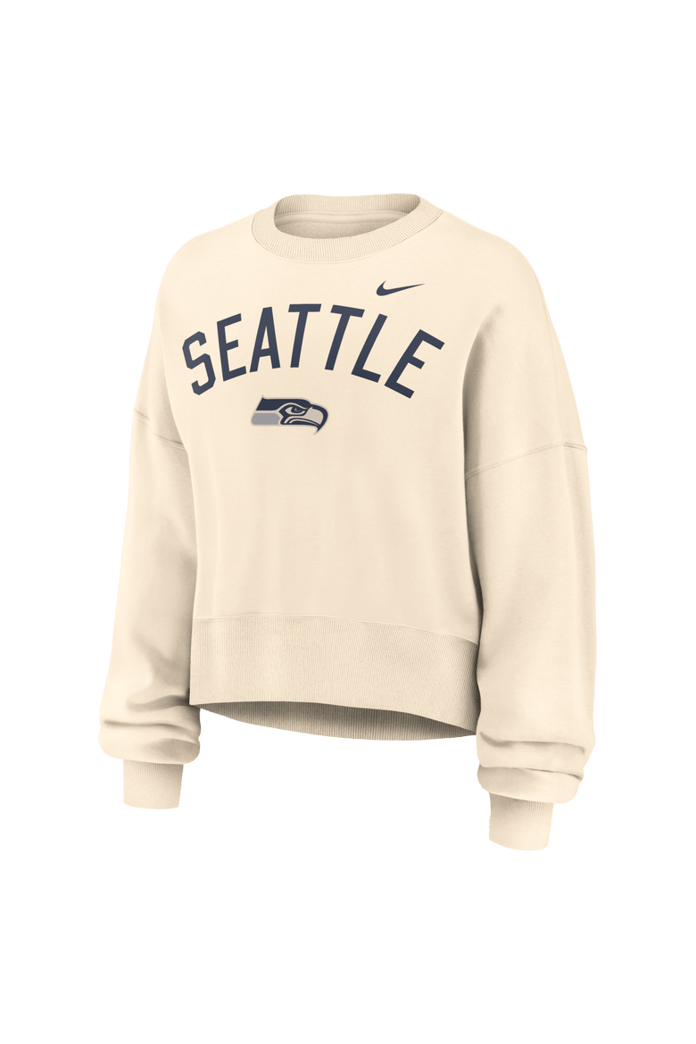 Women's Nike Natural Seattle Seahawks Oversized High Hip Legacy Arch Phoenix Fleece Sweatshirt, Alternate, color, Natural