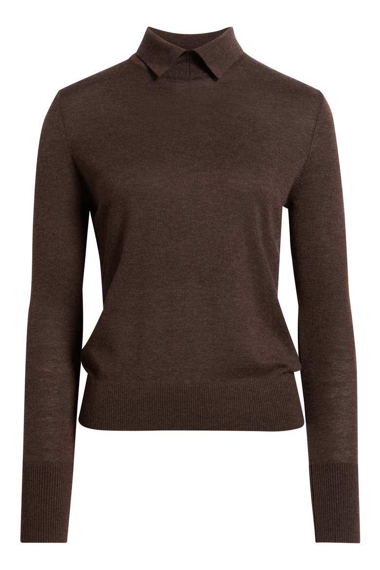 Karli Collared Sweater, Alternate, color, CHOCOLATE