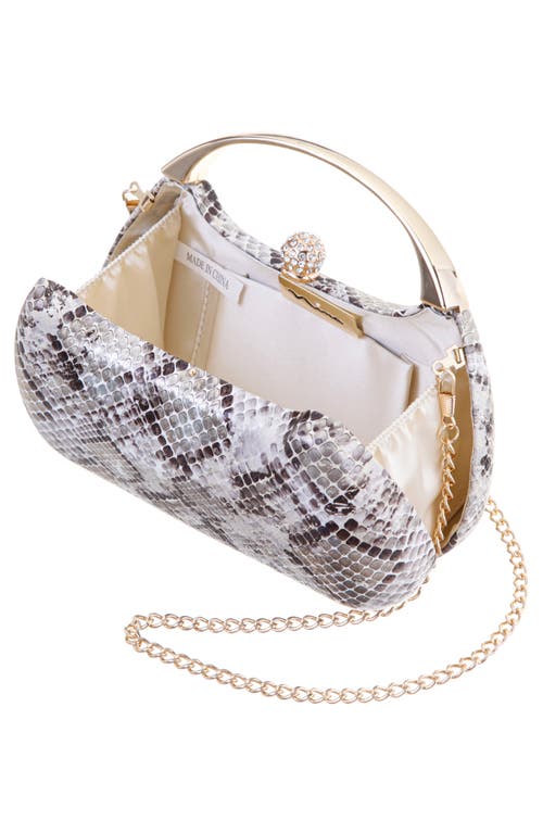 Nina Brando Snake Embossed Faux Leather Top Handle Bag In Ivory Multi