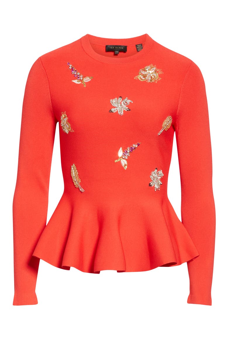Tynna Embellished Sweater, Alternate, color, RED