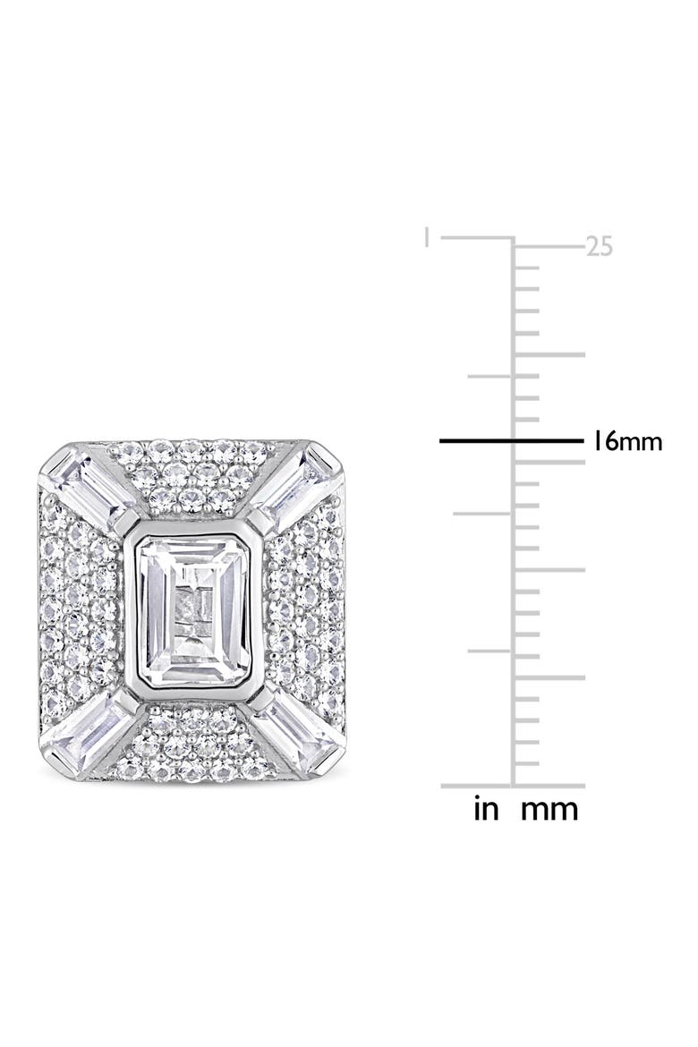 Octagon Baguette Lab Created White Sapphire Cuff Links, Alternate, color, SILVER