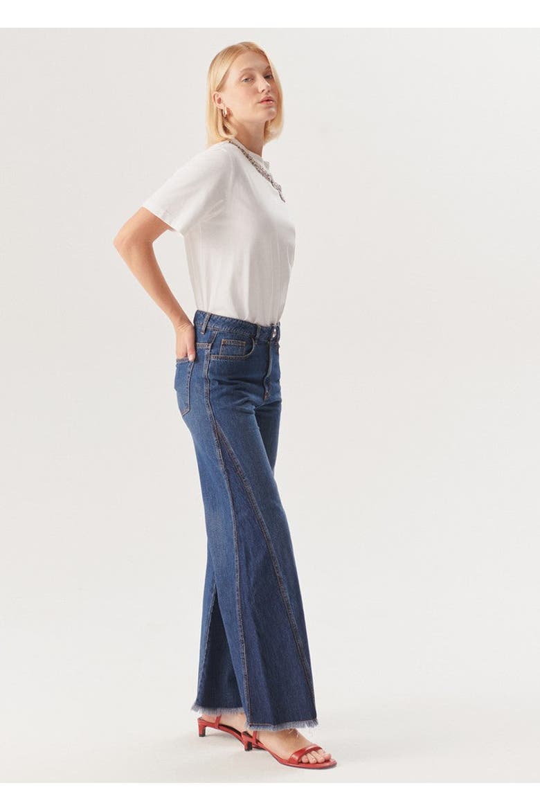 Lola Raw Wide Leg Denim Pant, Alternate, color, INDIGO