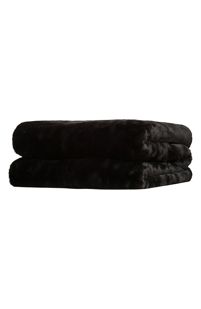 Apparis Jumbo Brady Faux Fur Throw Blanket, Main, color, Noir