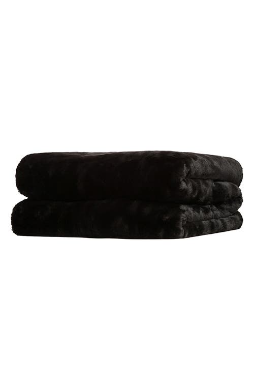 Apparis Jumbo Brady Faux Fur Throw Blanket In Noir