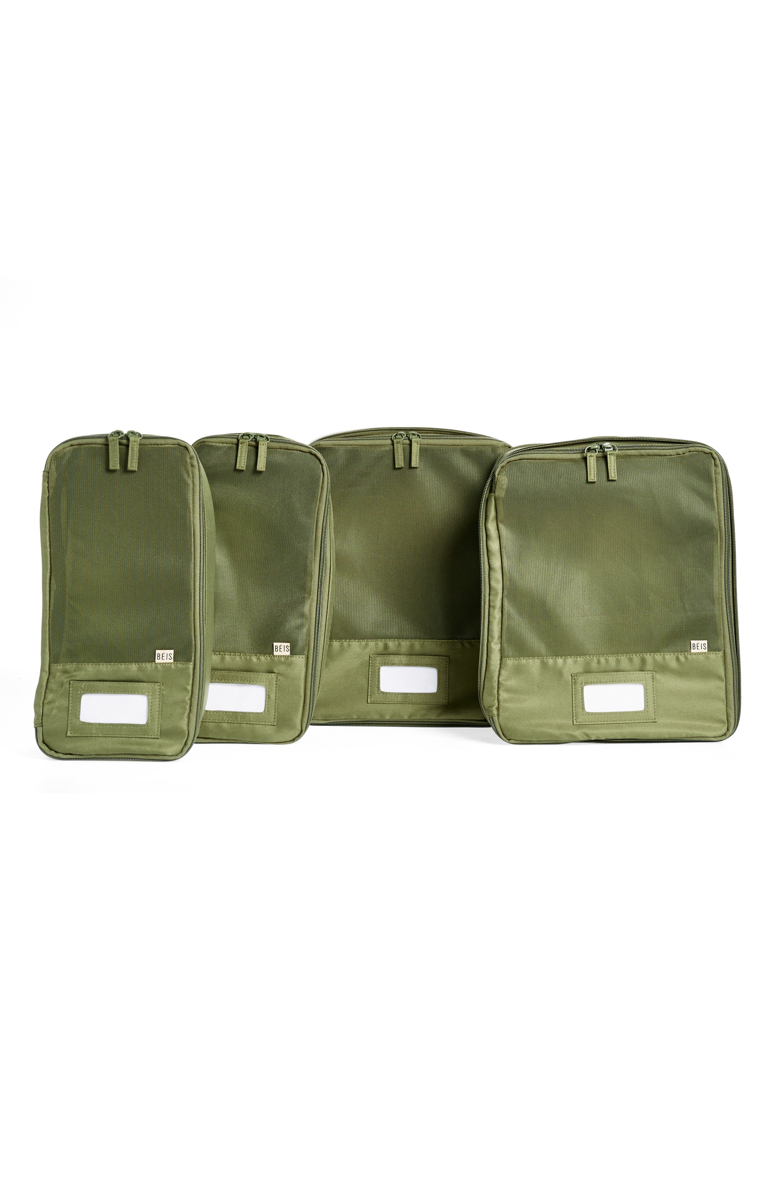 Béis 4-Piece Compression Packing Cubes, Main, color, Olive