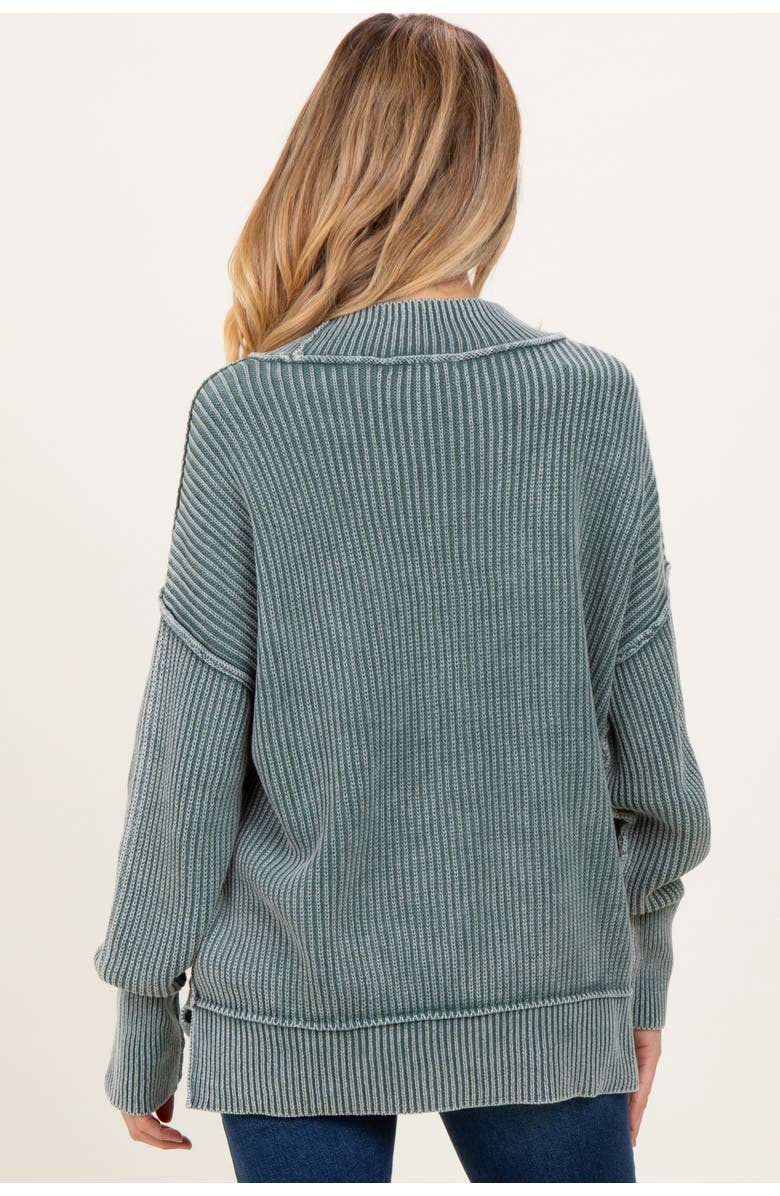 PinkBlush Washed Side Slit Oversized Sweater, Alternate, color, Jade